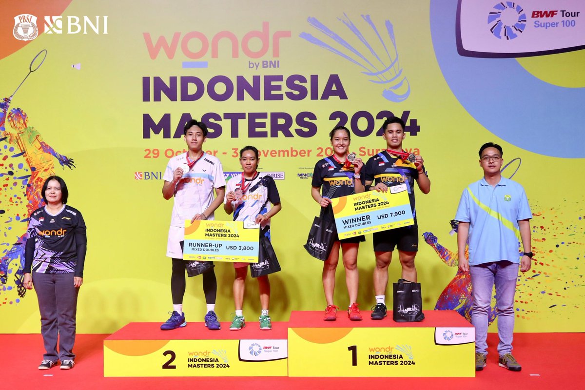 Amri/Nita di Podium Juara✨🥇

Amri/Nita menaiki podium juara WONDR by BNI Indonesia Masters II 2024.

Mereka memenangi laga All Indonesian Final sektor ganda campuran atas Marwan/Aisyah.

Selamat!🫱🏽‍🫲🏼🚀🇮🇩

Amri/Nita Road to Final

R32 - Bye

R16 - Wee Yee Hern/Vanne Gobi