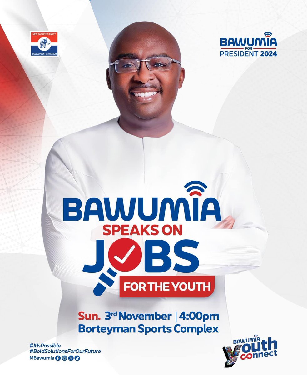 John Dramani Mahama your childhood friend will speak on Jobs to today 😍 Stay tuned in 😁

Daisy Melanin ☺️🫵🏿
Trump 🙄
Messi 👖
Rubi Rose 😌
Arne Slot 😍
Kofi Annan 👌🏿
Semenyo 💪🏿