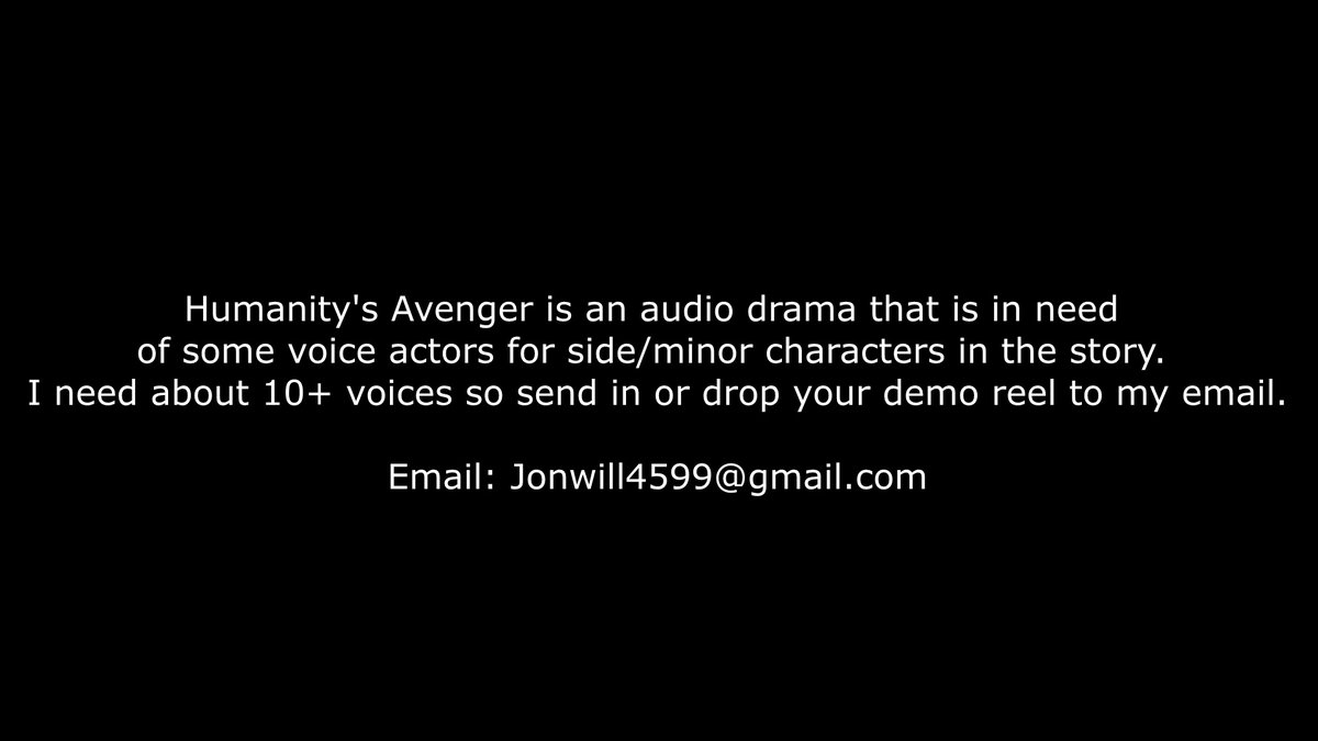 Jonat00n's tweet image. VO Casting Call!

Humanity&apos;s Avenger is in need of some voice actors for side/minor characters. Please either reply or email your demo reels and I&apos;ll see if you&apos;re a fit for the story.

#voiceactor #audiodrama  #demoreels