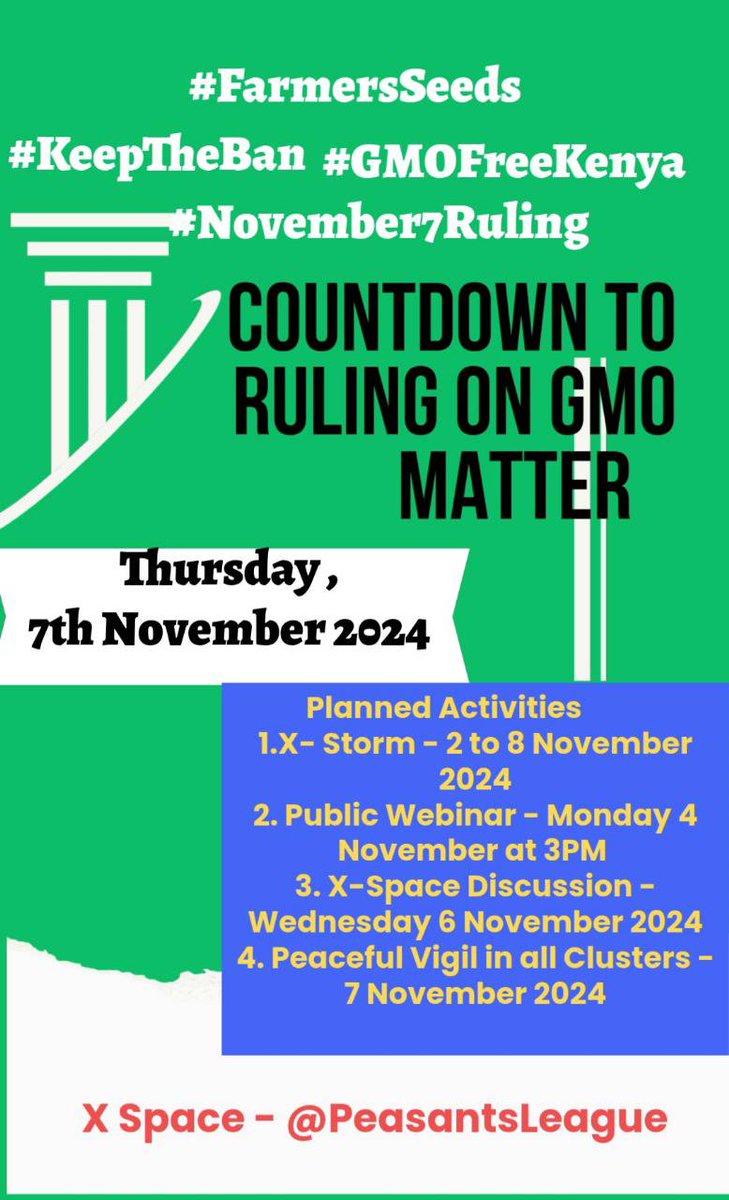 PeasantsLeague's tweet photo. As we await the #November7Ruling we wish to expose Myths & Facts about GMOs. Myth 1 - "We need GMOs to Feed the World". Fact - "There is no Global or Regional Food Shortage" as 85% of GMOs go to animal feeds, 6% to humans & 9% to biofuels. #KeepTheBan #FarmersSeeds @via_campesina https://t.co/DL9LVIMNzD