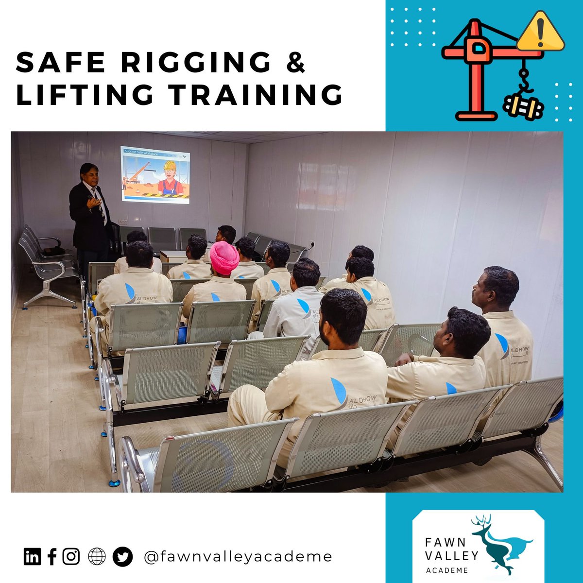 FawnValley's tweet photo. Rigging and Lifting Training 

Ensure safe Rigging and Lifting practices by competent persons. 
Email: info@fawnvalleyacademe.com

#rigging #safety #lifting #rigger #crane #operators #permit #Training #competent #competency #drilling #construction #project #planning #safe https://t.co/cE5v5YdMzK