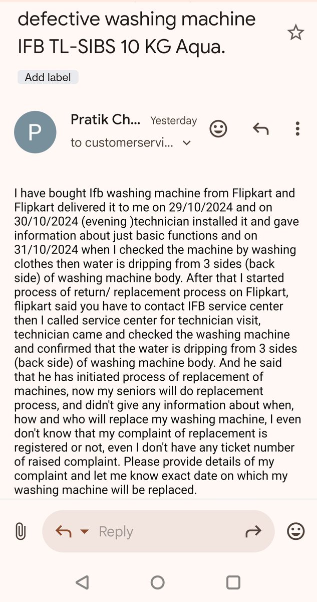 PratikChandan2's tweet photo. @IFBAppliances @Flipkart @flipkartsupport https://t.co/Bq0MZiO5LJ
