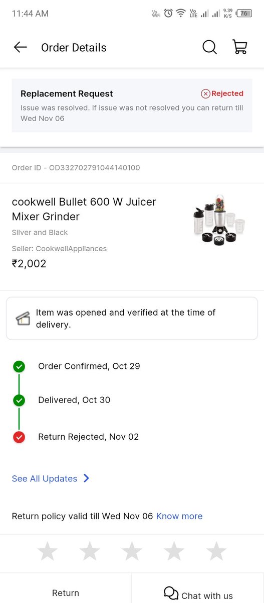 arjun_kiraad's tweet photo. #flipkart @Flipkart Dear @flipkartsupport I ordered cookwell  Grinder but it's delivered without 6 Leaf Blade wet grinder, I placed Replacement this on same day of delivery but after process 2-3 day back end team Request rejected, Kindly Resolved ASAP Odr ID-OD332702791044140100 https://t.co/d6h8IKLtCk