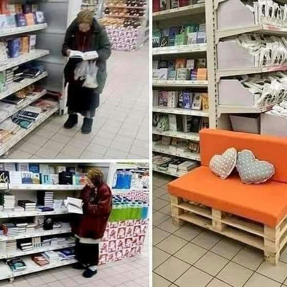 Una signora senza fissa dimora, ogni giorno si reca ad un centro commerciale, raggiunge gli scaffali dei libri in vendita e comincia a leggere, un libro dopo l'altro, giorno dopo giorno ! Notando l'abitudine della donna, il direttore del centro commerciale ha installato una