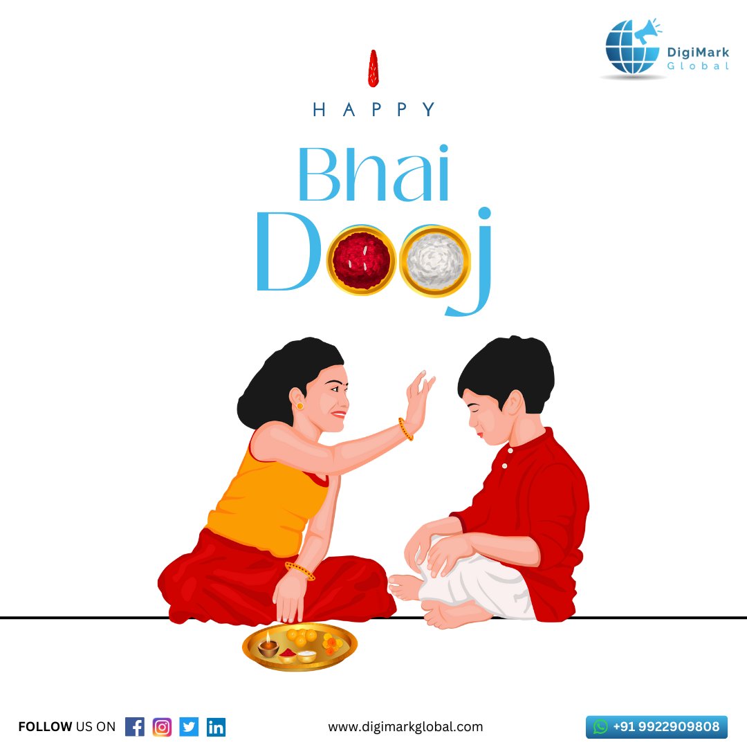 DigimarkGlobal's tweet photo. Wishing everyone a joyous Bhai Dooj filled with warmth and togetherness! 

#BhaiDooj #Bhaubij #FestiveSeason https://t.co/EJrSY3sWs6