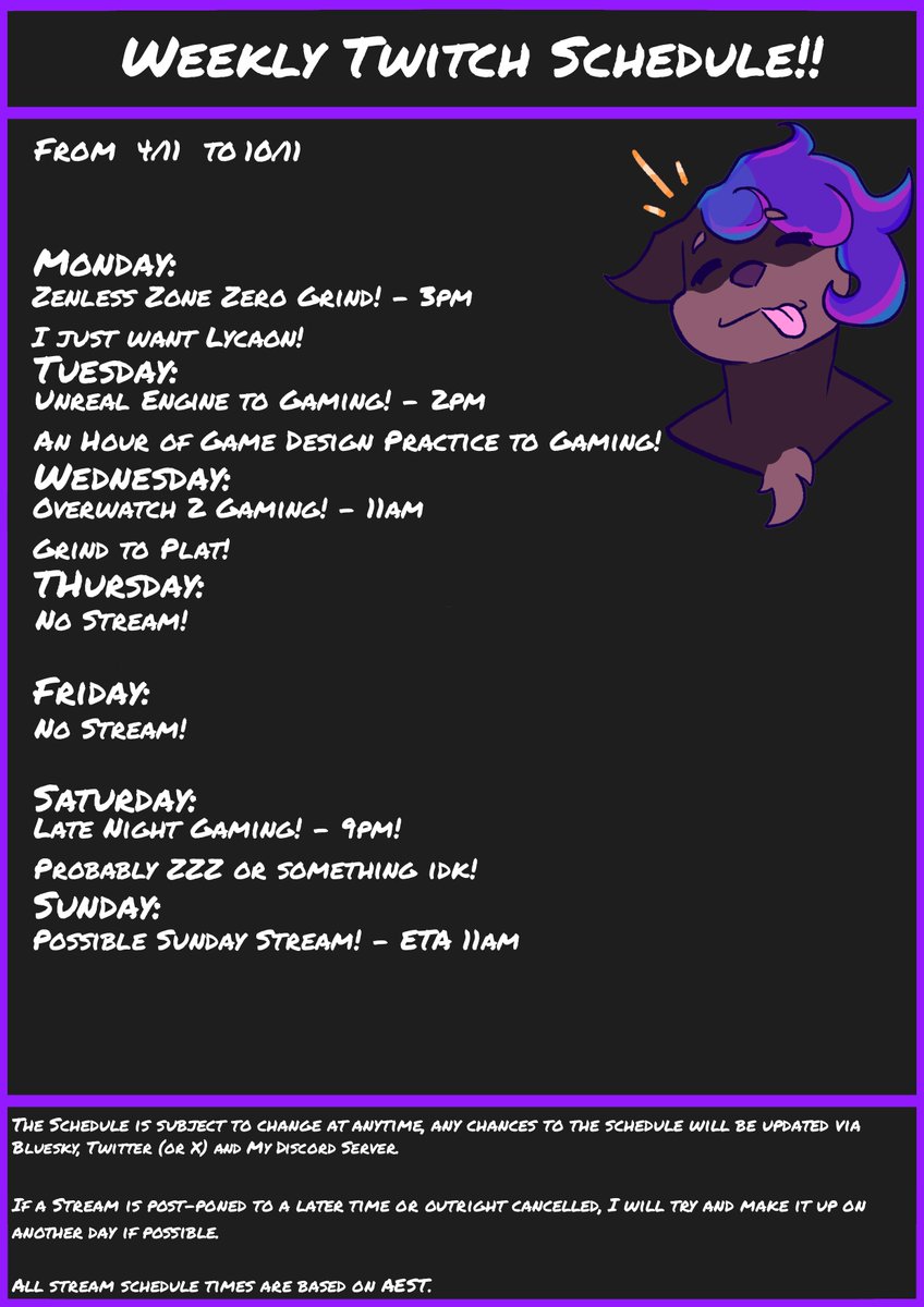 ShadowGaming980's tweet photo. Weekly Schedule for 4/11 to 10/11! https://t.co/vdSwRl44Af