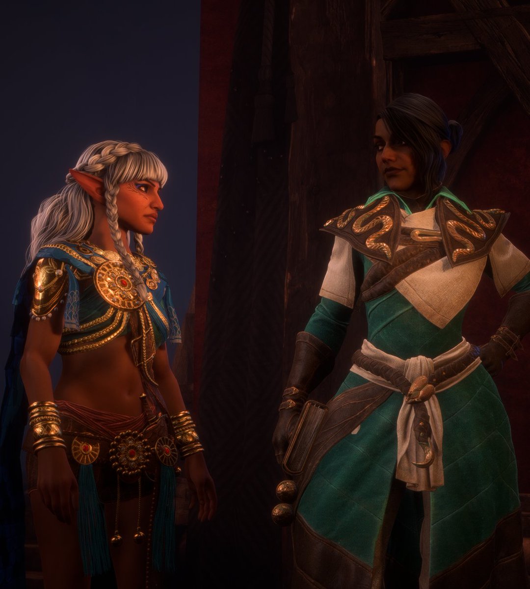 tiptoedragons's tweet photo. Two besties sharing a look, bc everyone is lyin'...

#DragonAge #DragonAgeVeilguard 
#Neve #NeveGallus https://t.co/TYTMFfqY1L