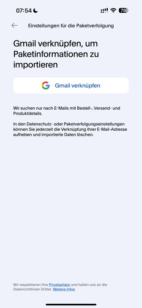 #Paypal-App bietet mir an, alle Paketsendungen für mich zu verfolgen, auch wenn nicht per Paypal bezahlt. Durchschaubarer Trick: Offensichtlich soll man Paypal Zugriff aufs Gmail-Konto geben. Keine Sorge: „Wir suchen nur nach E-Mails mit Bestell-, Versand- und Produktdetails.“
