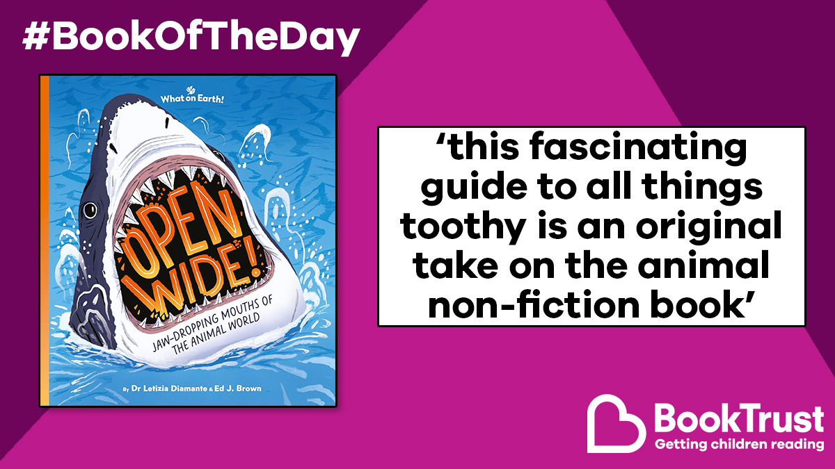 It's #NonFictionNovember and our #BookOfTheDay is perfect for your celebrations!

#OpenWide by <a href="/LetiziaDiamante/">Letizia</a> and Ed J. Brown gives young readers a vibrant insight into a variety of animals - through their mouths!

booktrust.org.uk/book/o/open-wi… <a href="/whatonearthbook/">What on Earth! Books</a>