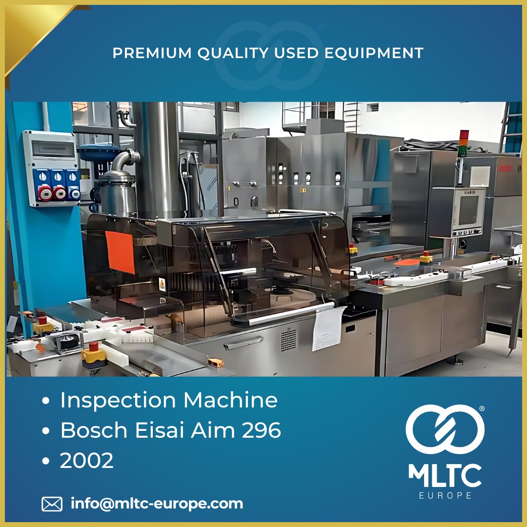 MltcEurope's tweet photo. ๐ Looking for high-quality inspection equipment? Check out our Bosch Eisai Aim 296 from 2002! Reliable, efficient, and ready for your facility. Contact us for more details! ๐ฉ info@mltc-europe.com #UsedEquipment #PharmaIndustry #MLTCEurope #InspectionMachine https://t.co/vFIsk3SXqV