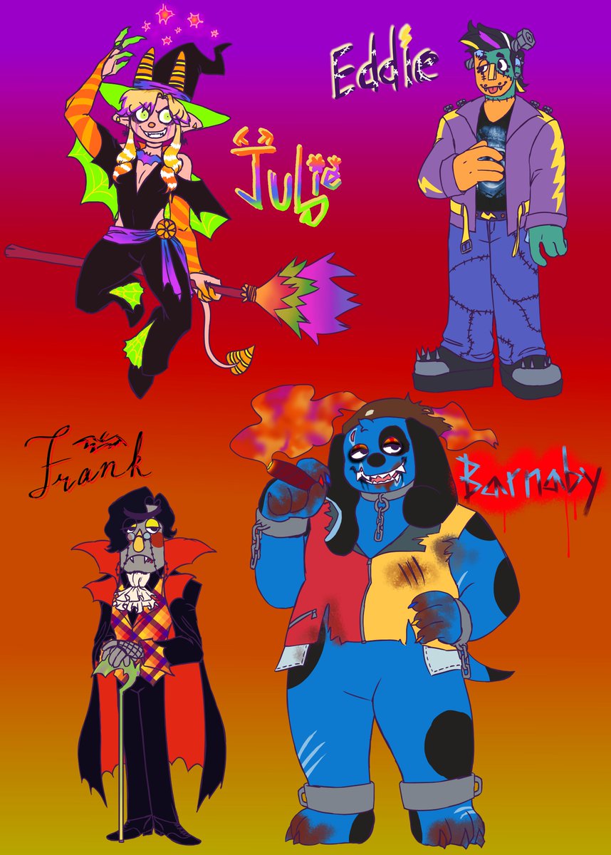 aah yes. posting 2 days after halloween. well novemeber is just a second october to me any way.
#welcomehome
#welcomehomeau
#hyperpoppunkau
#happyhaunting
#halloween
#latehalloweenart
#eddiedear
#juliejoyful
#frankfrankly
#barnabybbeagle