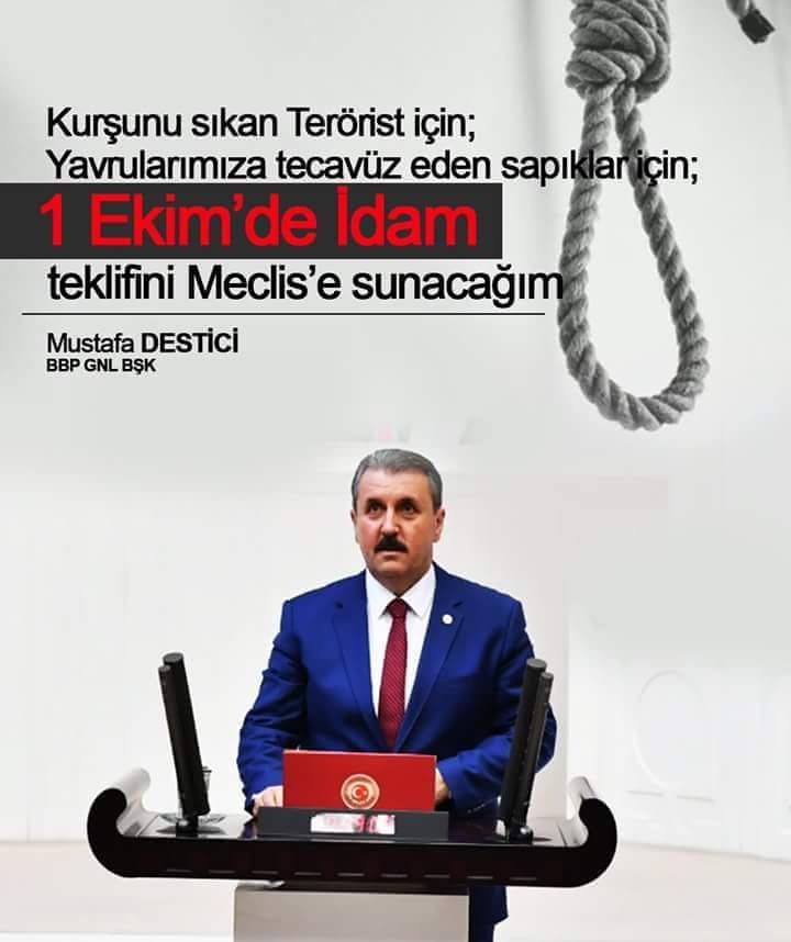 AlpIletisim's tweet photo. @sarseven 1 Ekim 2018 de @Mustafa_Destici idam teklifini meclise sundu ama tüm parti gruplarınca oy birliği ile #red edildi
Mevcut partilerle asla gelmez Terörün teröristin kurşunu sıkanın pimi çekenin #ipini ancak ALPERENLER☝ Çeker Gerisi fasa fiso
🇹🇷Türkiye'ye Büyük Birlik Şart #idam https://t.co/rg1vqGRZJI