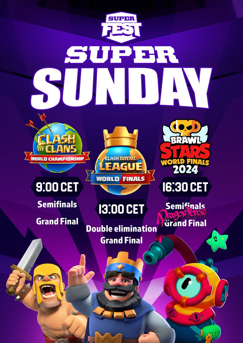 EsportsRoyaleEN's tweet image. Join us for the conclusion of the #CRL24 World Finals at #SuperFest 😍

Day 3 starts at 12PM UTC on event.supercell.com/clashroyale! 📺