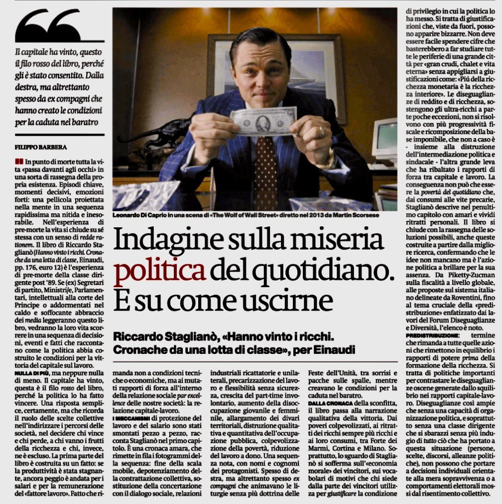 rsta's tweet photo. 🚨Magnifica recensione di @FilBarbera su @ilmanifesto grazie mille! 👉#hannovintoiricchi @Einaudieditore https://t.co/ZDSRzUQN7P