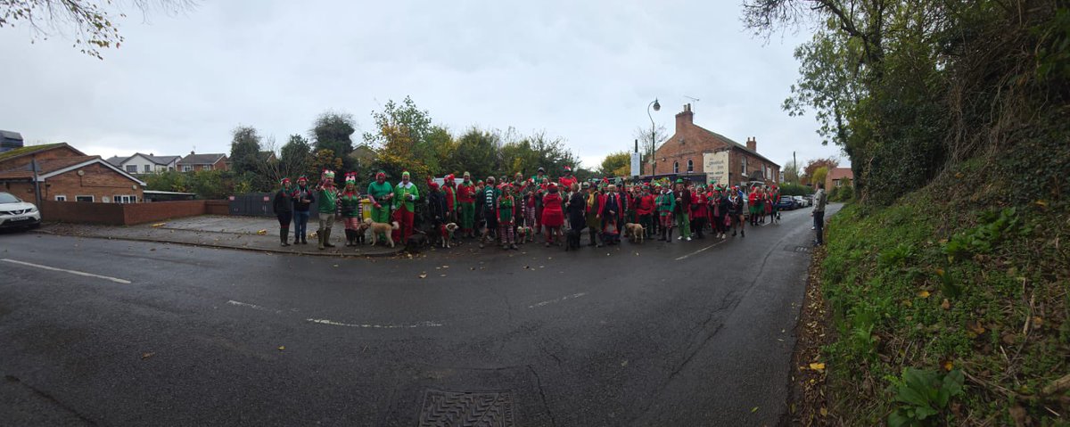Our village’s 6th Annual charity ‘elf walk’ having raised over £20,000 for charity in the 5 walks. This year is for a young lady, Jenny, battling a dreadful cancer and needs positive things to look forward to. We have an amazing 65 charity walkers today.

gofundme.com/f/8gzbe-jennys…
