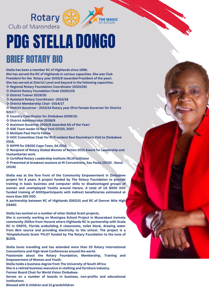 Join us on Thursday 07 November 2024.  We are excited to have PDG Stella Dongo as our guest speaker. 
Online meeting link:
meet.google.com/xun-vtap-rax

#rotaryfoundation #rotarymagic #ServiceAboveSelf #peopleofaction