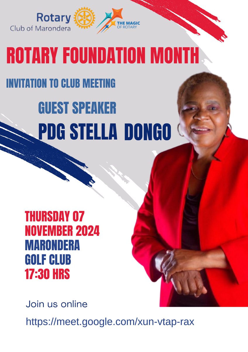 MaronderaRotary's tweet photo. Join us on Thursday 07 November 2024.  We are excited to have PDG Stella Dongo as our guest speaker. 
Online meeting link:
https://t.co/04UXbTtsmO

#rotaryfoundation #rotarymagic #ServiceAboveSelf #peopleofaction https://t.co/FbRrCZxZGN