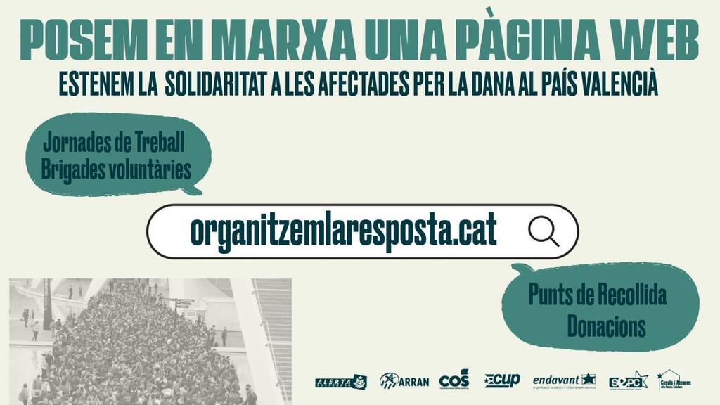 📝 Engeguem una pàgina web per organitzar la resposta a la #DANA al País Valencià!

🫂 Teniu la llista actualitzada de punts de recollida,  de material, el formulari dels voluntaris i el compte bancari per a les donacions!

👆 organitzemlaresposta.cat