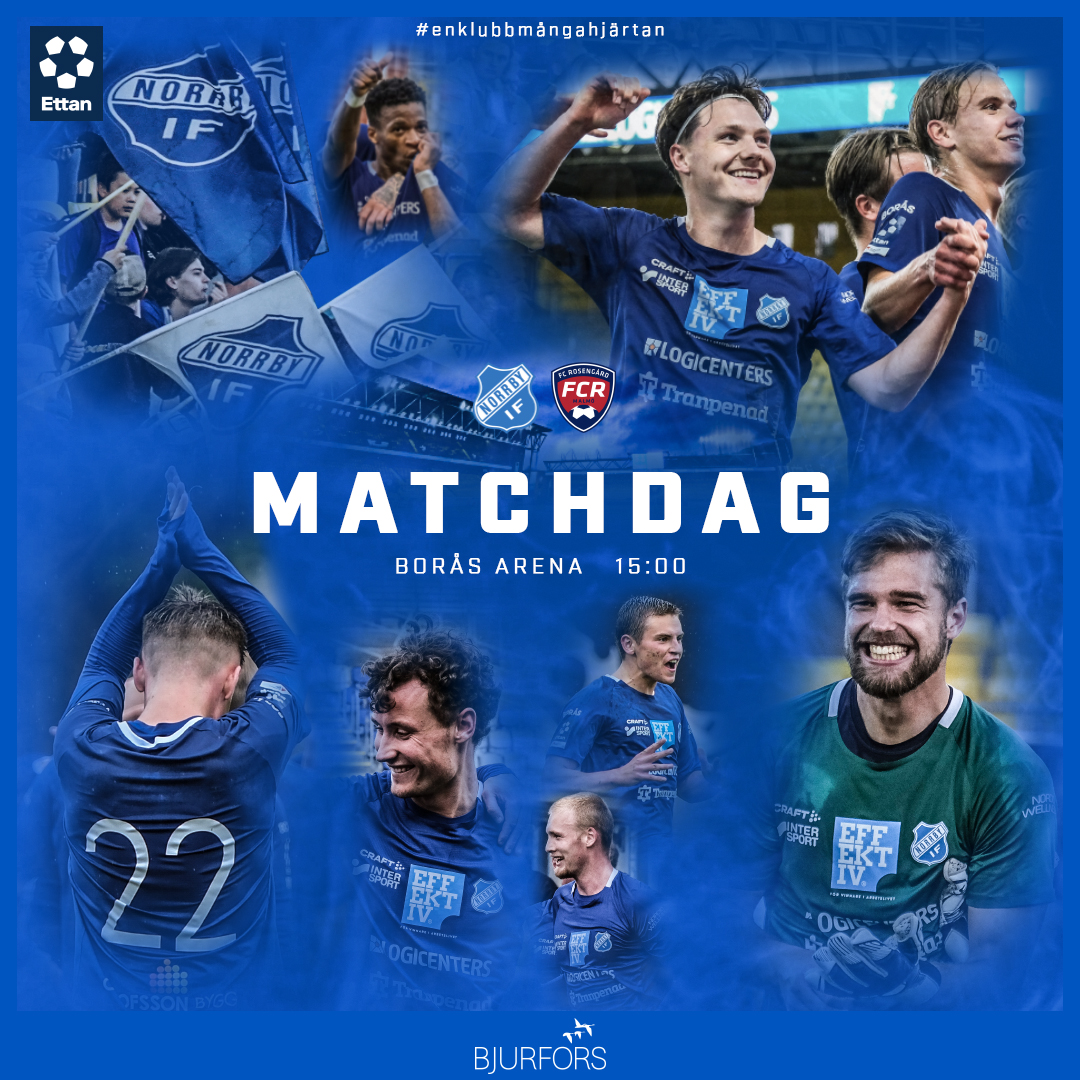 Det är matchdag 🔥⚽

<a href="/Ettanfotboll/">Ettanfotboll</a>  29/30
Norrby IF vs FC Rosengård 
🏟️ Borås Arena
⌚ 15:00
🎟️ norrbyif.ticketco.events/se/sv/m/e/norr…

Nu kör vi! 💙

#enklubbmångahjärtan