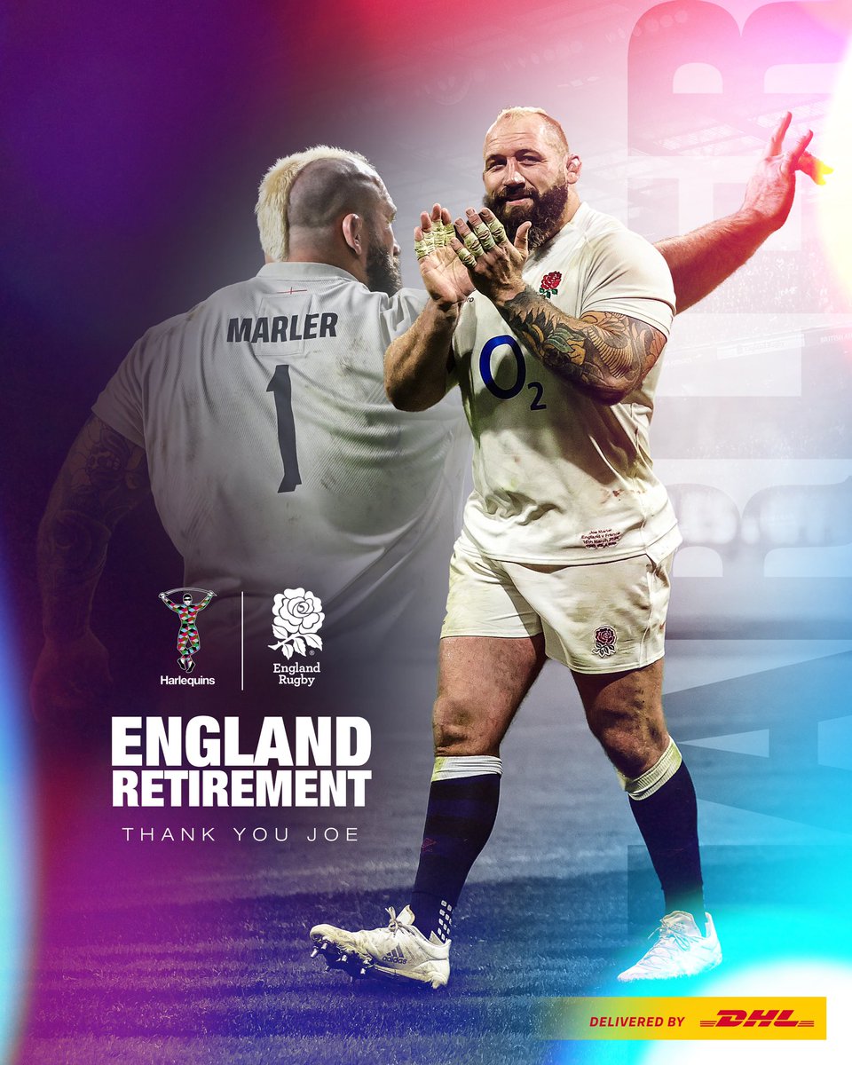 Harlequins's tweet photo. 🌹 95 times we cheered you on. 

❤️ Thanks for the memories Joe. 

🏴󠁧󠁢󠁥󠁮󠁧󠁿 Joe Marler announces his retirement from England duty. 

#COYQ | @DHLRugbyUK https://t.co/yTKtiJqfGK