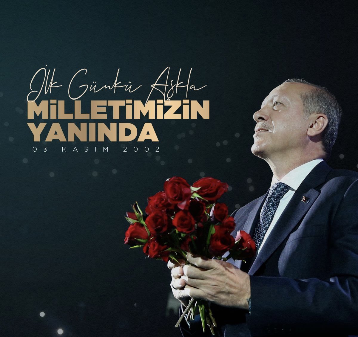 Cumhurbaşkanımız, Genel Başkanımız Recep Tayyip Erdoğan'ın liderliğinde, sevdalısı olduğumuz Türkiye'mizde, 3 Kasım 2002'de yeni bir sayfa açıldı. 

Milletin partisi AK Parti'mizin iktidara gelişinin 22. yılı kutlu olsun.

Aziz milletimizin teveccühü ile durmadan, duraksamadan,