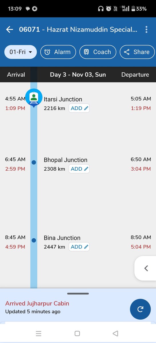 Shailes13418910's tweet photo. This train is extremely annoying since it stops in the middle of nowhere every five minutes. It's almost seven hours late

Train number :-  06071

@RailMinIndia  @westcentralRailway @northernrailway @railcomplaint @IRCTCofficial @AshwiniVaishnaw @RavneetBittu https://t.co/ykt6UtzO1E