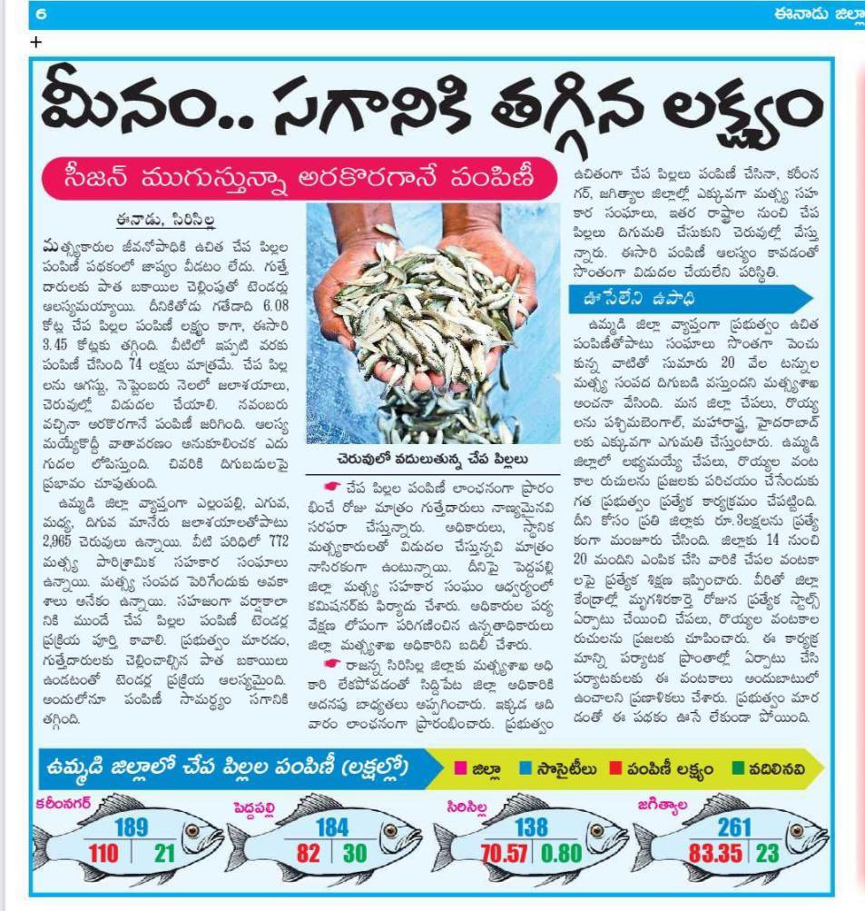 KTRBRS's tweet photo. మత్స్యకారుల జీవితాల్లో మట్టికొట్టిన రేవంత్ సర్కార్

తెలంగాణ లో చేప కథ ముగిసిన అధ్యాయమేనా? 

నడుమంత్రపు పాలనలో నెర్రలు భారిన నీలి విప్లవం

20 వేల టన్నుల మత్య్ససంపద దిగుబడిపై కక్షగట్టిన ఇందిరమ్మ రాజ్యం

ప్రభుత్వం మారితే పథకాల పేర్లు మారుతాయి కానీ కాంగ్రెస్ పాలనలో పథకాలే నామరూపాలు లేకుండపాయే

మూసి మురికిలో కోట్లు కుమ్మరించడంపై ఉన్న ప్రేమ - జలాశయాల్లో జలపుష్పాలను వదలడంలో లేకపాయే

మూసి పేరుతో  పేదల ఇల్లు కూల్చి రాక్షస ఆనందం పొందే నీకు -ఉపాధి లేక బోసిపోయిన  బెస్త వాడలపై లేకపాయే

హైడ్రా పేరుతో హైద్రాబాద్ ఖ్యాతిని మంటగలుపుతున్న నీకు - ముదిరాజ్ సోదరుల దీన స్థితిపై లేకపాయే