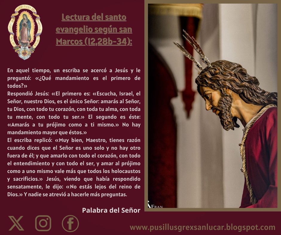 Pusillus_Grex's tweet photo. 🟣 XXVIII DOMINGO DEL TIEMPO ORDINARIO
Lectura del santo evangelio según san Marcos (10,17-30):

«Es imposible para los hombres, no para Dios. Dios lo puede todo.»

#pusillusgrex #soberanopoder #guadalupe #jara https://t.co/Ae6d8eoz5K