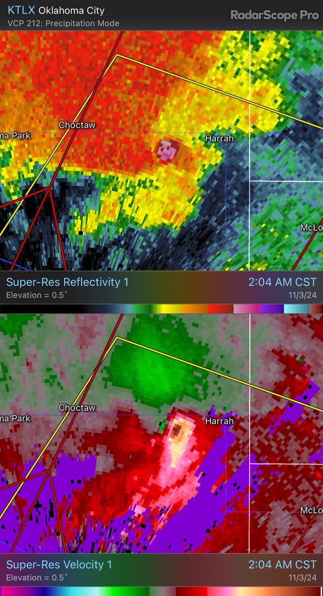 Harrah, OK - #Tornado signature, debris ball evident. Seek shelter! #okwx