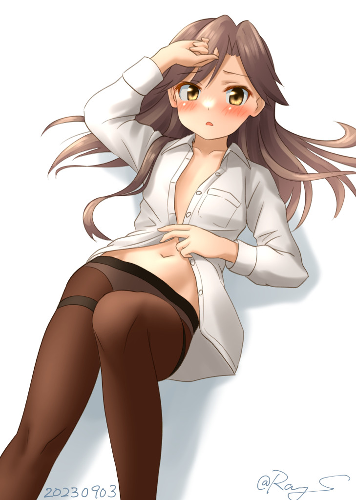 荒潮(艦隊これくしょん) 「昨日はタイツの日だったんですか。 」|Ray.Sのイラスト