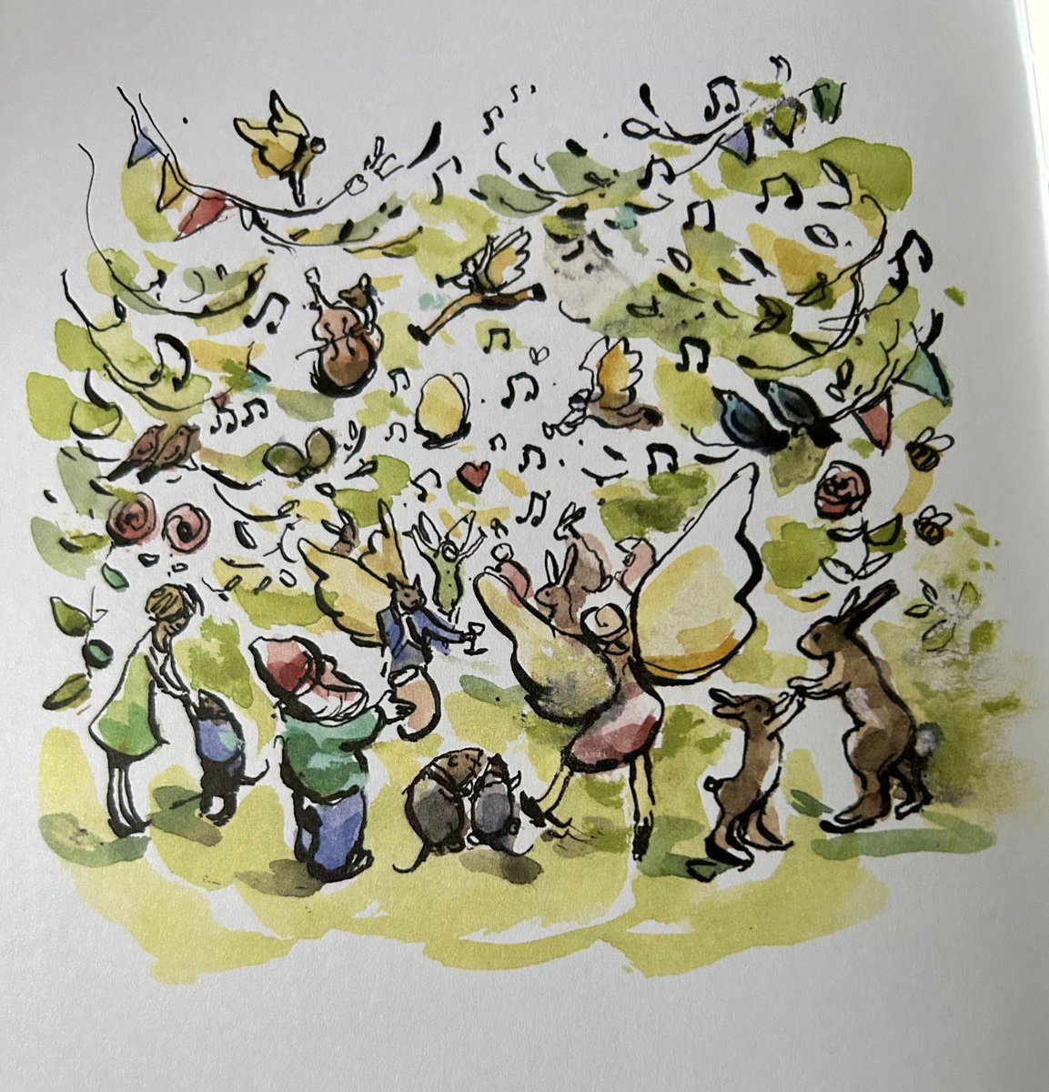 #NewIllustrationoftheDay by Charlie Mackesy, Loose penwork shows Blackthorn Bush Ball from a collection of more-or-less rhyming stories by Vicky Cowie about a child playing in a magic wood. Tales From Muggleswick Wood from ⁦<a href="/KidsBloomsbury/">Bloomsbury Kids & YA UK</a>⁩ on 7 Nov. ⁦<a href="/charliemackesy/">charlie mackesy</a>⁩