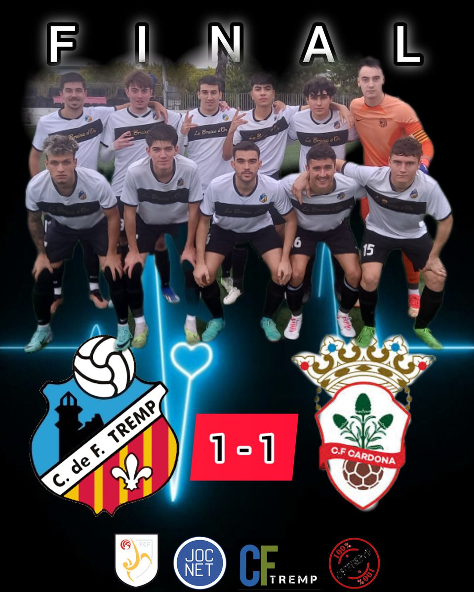 Avui nou partit de lliga contra el CF Cardona, partit molt intens els 90 minuts, una primera part que podíem posar-nos per davant al marcador i creant ocasions per haver augmentat el marcador, ja a la segona part tot molt més igualat i qualsevol de  els dos equips podia guanyar