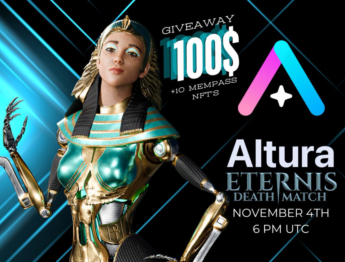 🎮 Eternis x Altura Office Hours + Gaming Session! 🎮

Join us Monday, Nov 4th, 6 PM UTC on @Altura Discord for an inside look at Eternis + Altura exclusives and epic giveaways! 💥
📍discord.gg/join-altura

🎁 $100 + MemPass NFTs up for grabs!

Play, stream, and win to earn