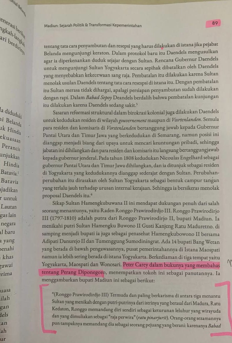 Halah, itu aja plagiat. Kan bisa saja itu tafsir Pak Margana yg kebetulan sama dg Peter!? 

Masalahnya, Pak Margana tahu itu tafsir yg berasal dr Peter. Buktinya Pak Margana menyalin utuh kalimat Peter tanpa ikut aturan sitasi yg proper.