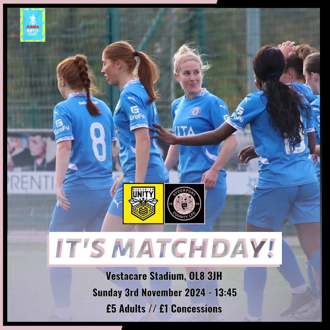 CountyWomen_'s tweet photo. ๐ฐ๐โ๐ ๐ด๐๐๐๐๐
๐๐! ๐ฉท๐ค
OโHaraโs County Ladies are up for the Cup this afternoon, as we head to Oldham and face Mancunian Unity, in the @AdobeWFACup First Round Proper ๐
#StockportCounty | @StockportCounty https://t.co/oND6s9Nzdt