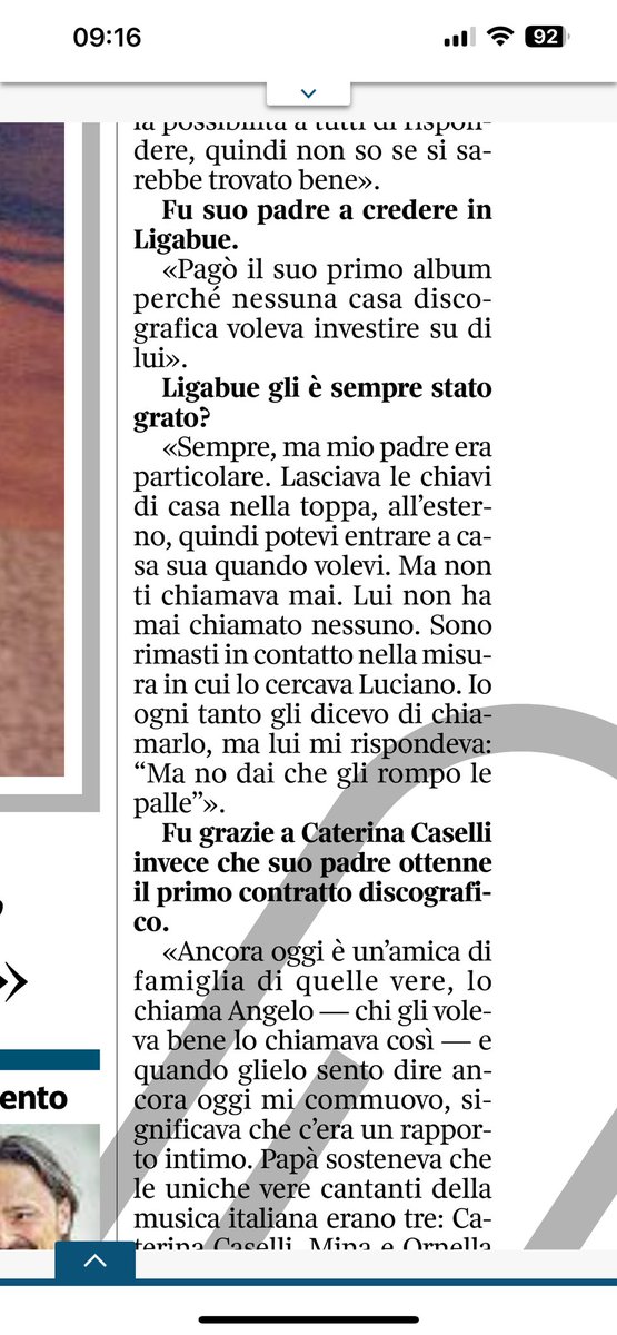 TarcisioMazzeo's tweet photo. Un’intervista bellissima. E bellissima la riconoscenza di @ligabue. Non sempre la gratitudine è il sentimento del giorno prima, a volte sa vivere nel tempo. @ErreEffe7 @Corriere #bertoli #ligabue #giornalismo https://t.co/Y8qSlI5MA5