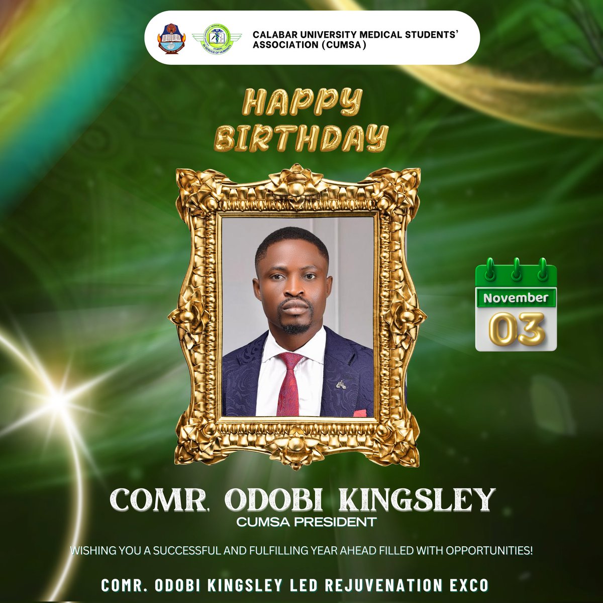 Cumsa_official's tweet photo. Happy Birthday to a remarkable leader, Comr. Odobi Kingsley! 🎉
Your dedication, resilience, and vision continue to inspire and elevate CUMSA.
Here’s to another year of excellence and meaningful impact! 🥂✨
#CUMSA #Inspiration #Leadership" https://t.co/5i1Hd1VRT0