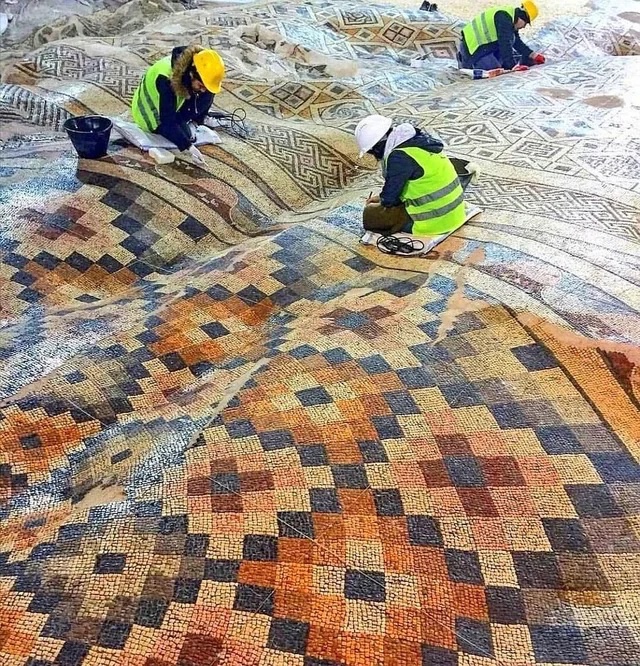 A Roman mosaic discovered in Turkey that was so well made it preserved the wave of an earthquake without breaking the pattern.