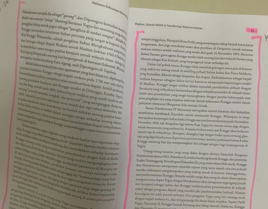 Salin-tempel verbatim itu berawal dari hlm. 89 di Madiun cet. ke-2 dan berlanjut hinggal hlm. 92. Memang, Pak Margana menyebut KR di awal. Tapi kutipan verbatimnya terlalu panjang, berparagraf-paragraf. Harusnya tiap akhir paragraf, menyebut rujukan. Ini tidak.