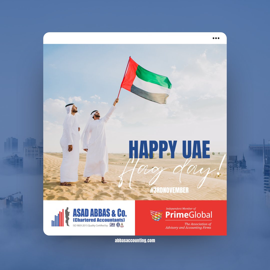 AACoAuditFirm's tweet image. Today, on #3rdNovember, we proudly raise the #UAE flag to commemorate our nation's achievements and the spirit of our diverse community. Let's fly our flags high and celebrate the UAE!

#uaeflagday #loveuae #uae #dubai #asadabbas