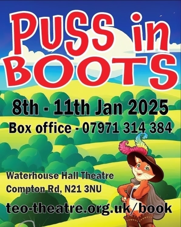 🎉 Oh yes it is! It’s Panto Time! 🎉
Get ready for T.E.O's 'Purrfect' panto Puss in Boots! 😸 
This paw-scratching, panto is an action packed treat for all ages! 
Teo-theatre.org.uk/book

 #Panto #Christmas #FamilyFun #LondonTheatre #enjoyenfield #pussinboots #amdram