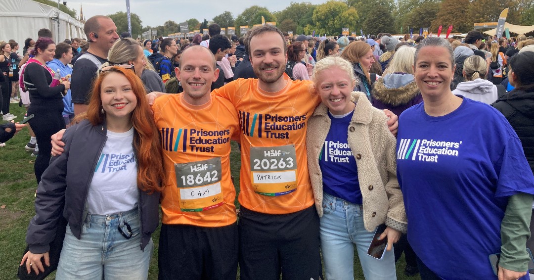 PrisonersEd's tweet photo. A big thank you to Cameron, Imogen, Ivo, John, Patrick and Tim who ran the @RoyalParksHalf for PET earlier this month. 

Together they raised £2,745 to help people in prison make a fresh start 👏 https://t.co/Ny24n4jBE7