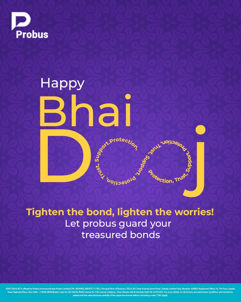 ProbusInsurance's tweet image. Protect the precious bond of love and trust this Bhai Dooj with Probus. 

#Probus #BhaiDooj #InsurewithProbus