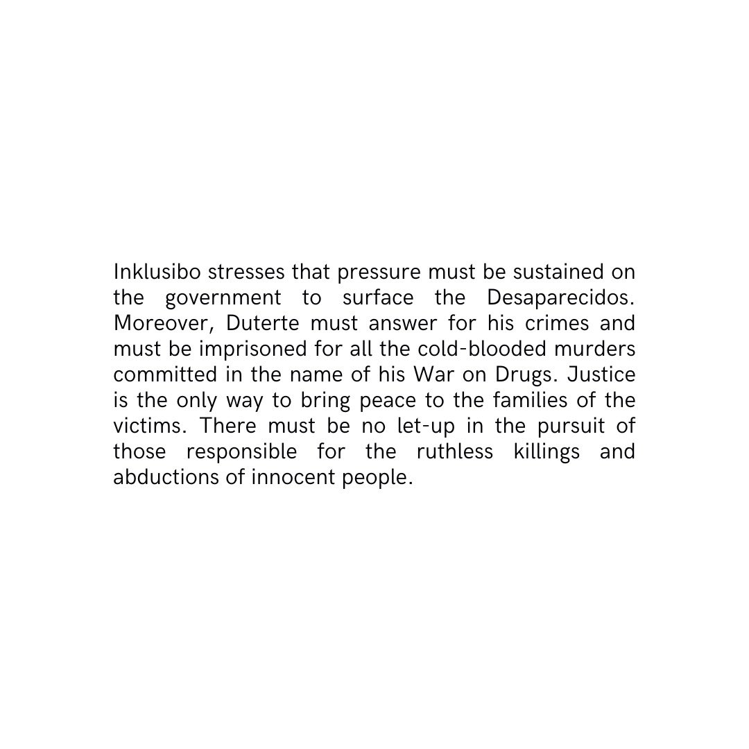 inklusibo_'s tweet photo. For as long as perpetrators are alive, no rest shall be given to the wicked. We demand justice for all victims of human rights abuse and extrajudicial killings. We demand accountability from the government.
#inklusibo https://t.co/ZZ7iauncXf