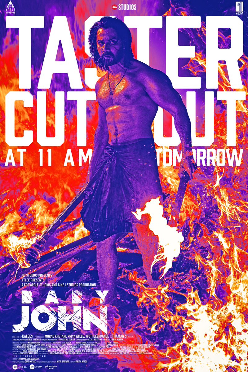 Sumit Aroraa 🇮🇳 (@sumitaroraa) on Twitter photo Good vibes guaranteed with this Baby ⛏️📷#BabyJohnTasterCut, out tomorrow.
<a href="/priyaatlee/">Priya Mohan</a> #JyotiDeshpande <a href="/Atlee_dir/">atlee</a>
<a href="/Varun_dvn/">VarunDhawan</a> <a href="/KeerthyOfficial/">Keerthy Suresh</a> #WamiqaGabbi <a href="/bindasbhidu/">Jackie Shroff</a> <a href="/rajpalofficial/">Rajpal Naurang Yadav</a> <a href="/kalees_dir/">Kalees</a>
<a href="/MusicThaman/">thaman S</a> <a href="/jiostudios/">Jio Studios</a> <a href="/aforapple_offcl/">AforApple</a>
<a href="/Cine1Studios/">Cine1 Studios</a> <a href="/amul_mohan/">Amul V Mohan</a> Good vibes guaranteed with this Baby ⛏️📷#BabyJohnTasterCut, out tomorrow.
<a href="/priyaatlee/">Priya Mohan</a> #JyotiDeshpande <a href="/Atlee_dir/">atlee</a>
<a href="/Varun_dvn/">VarunDhawan</a> <a href="/KeerthyOfficial/">Keerthy Suresh</a> #WamiqaGabbi <a href="/bindasbhidu/">Jackie Shroff</a> <a href="/rajpalofficial/">Rajpal Naurang Yadav</a> <a href="/kalees_dir/">Kalees</a>
<a href="/MusicThaman/">thaman S</a> <a href="/jiostudios/">Jio Studios</a> <a href="/aforapple_offcl/">AforApple</a>
<a href="/Cine1Studios/">Cine1 Studios</a> <a href="/amul_mohan/">Amul V Mohan</a>