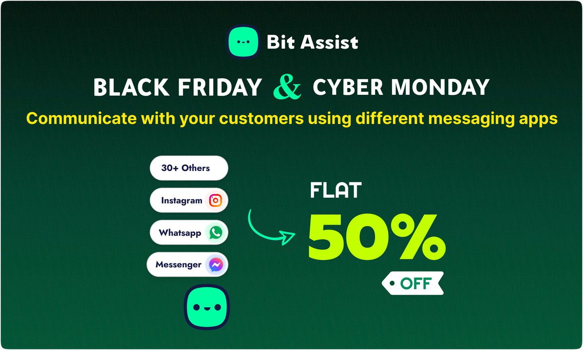 bitappspro's tweet image. Save big on Bit Assist  this Black Friday with a 50% discount! Valid Nov 1st through Dec 10th—act fast!

bitapps.pro/bit-assist/

#WordPress #chatwidget #Bitassist #socialmedia