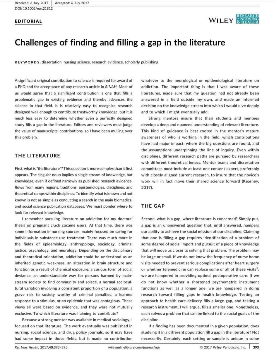 Askpstudyin_Aus's tweet image. Challenges of finding and filling a gap in the literature
doi.org/10.1002/nur.21…
#phdproblems #phdlife #research #researchpublication