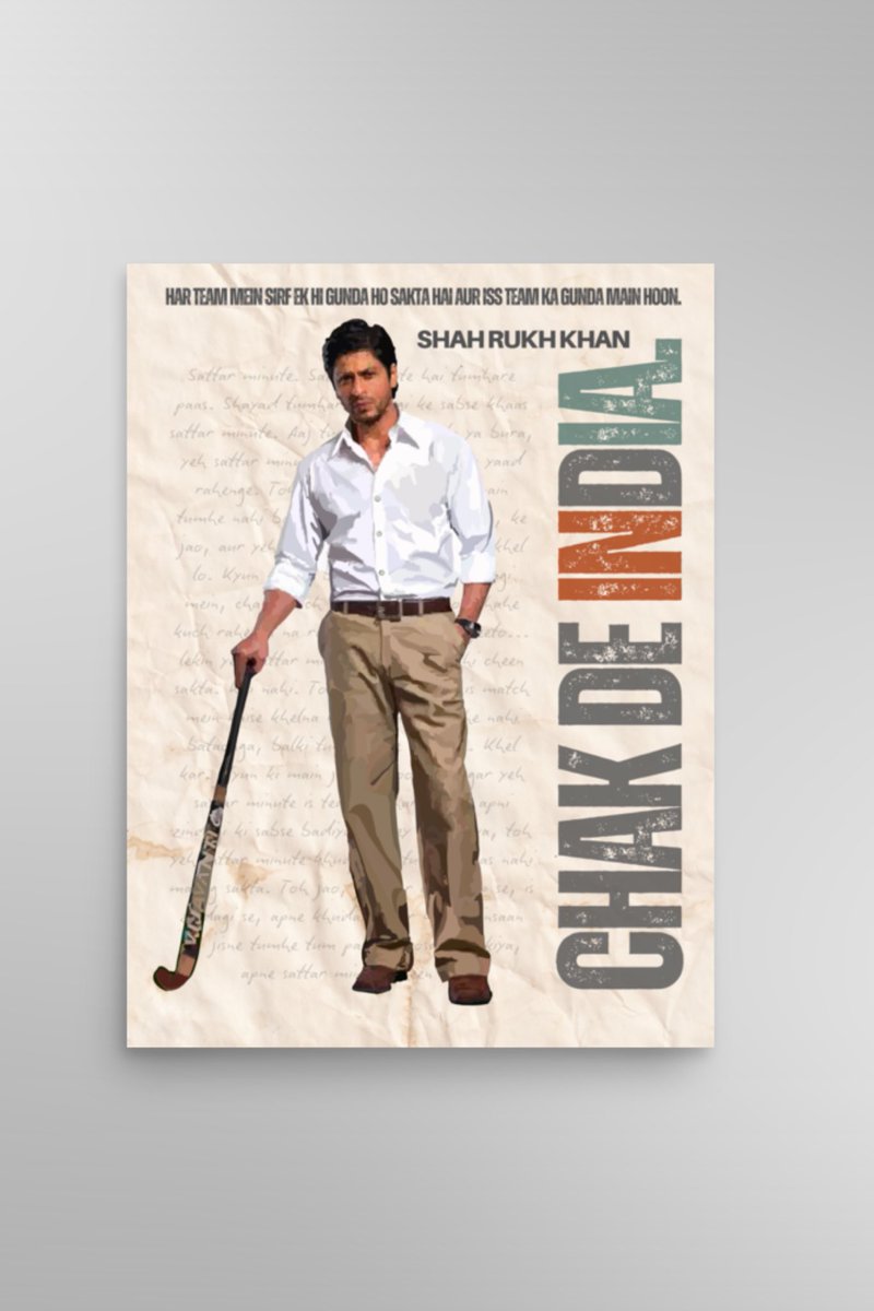 thepeechstore's tweet photo. #ShahRukhKhan Collection: Chak De India Poster (hand drawn) https://t.co/h2so7yjEMv https://t.co/fdipWwP9ks