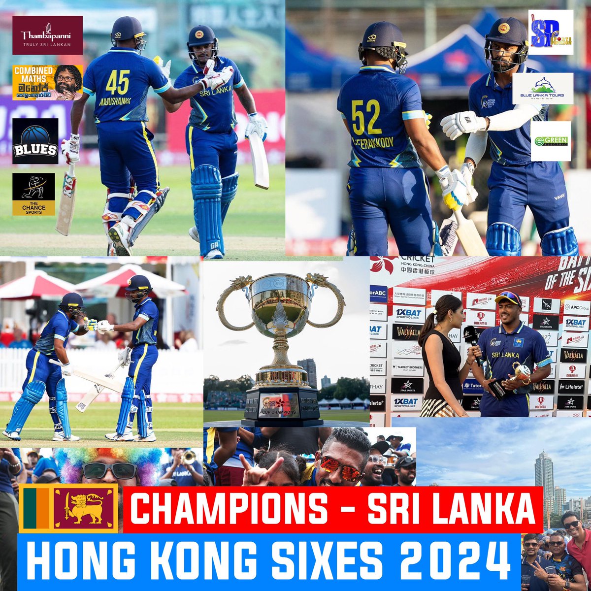 DanuskaAravinda's tweet photo. Hong Kong Sixes 2024 

C H A M P I O N S 🏆 🇱🇰

2007 - Champions 
2024 - Champions 

#sportspavilionlk #hongkongsixes2024 #danushkaaravinda #srilanka https://t.co/Yt3gf6SJYQ