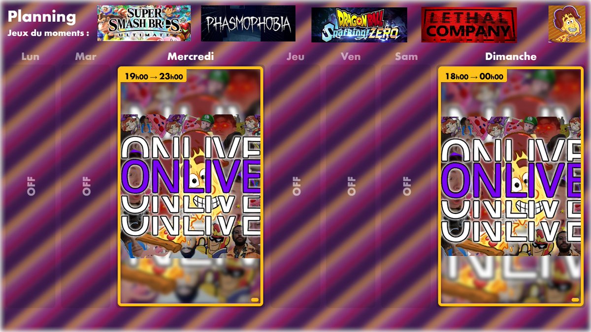 koni_zu's tweet image. 🟪PLANNING APPROXIMATIF ACTUEL🟪

- Stream tout les mercredis et dimanche soir 

- Jeux du moment : SSBU / Phasmophobia / DB Sparking Zero / Lethal Company